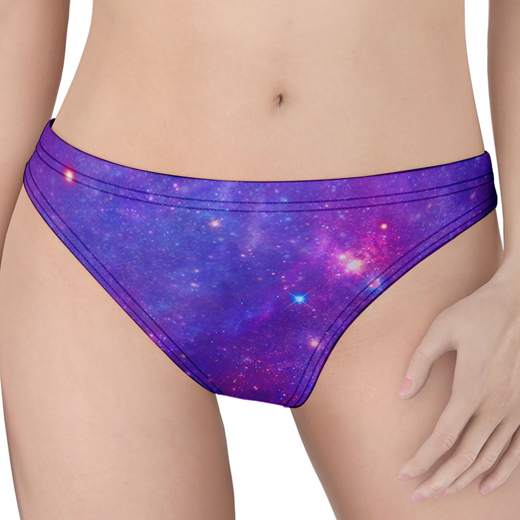 Purple Stardust Cloud Galaxy Space Print Women's Thong