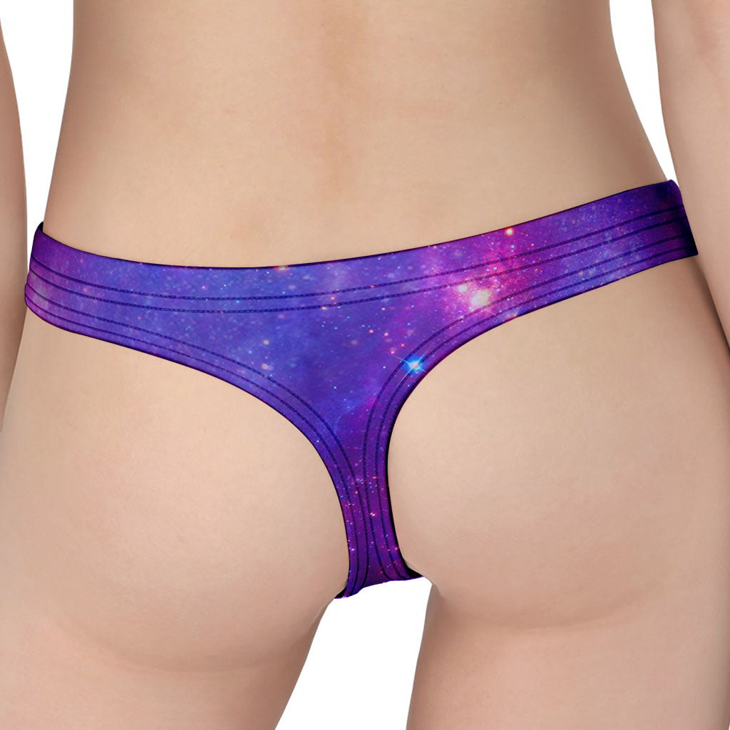 Purple Stardust Cloud Galaxy Space Print Women's Thong