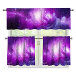 Purple Starfield Galaxy Space Print 3 Piece Kitchen Curtains