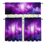 Purple Starfield Galaxy Space Print 3 Piece Kitchen Curtains