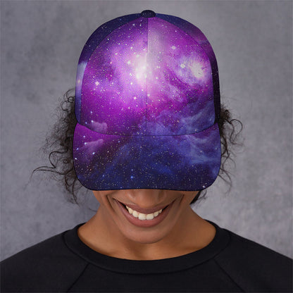 Purple Starfield Galaxy Space Print Baseball Cap