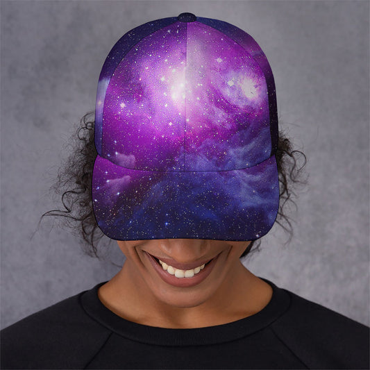 Purple Starfield Galaxy Space Print Baseball Cap