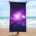 Purple Starfield Galaxy Space Print Beach Towel