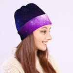 Purple Starfield Galaxy Space Print Beanie