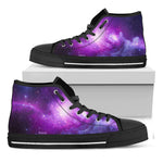 Purple Starfield Galaxy Space Print Black High Top Sneakers