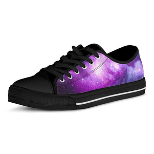 Purple Starfield Galaxy Space Print Black Low Top Sneakers
