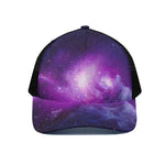 Purple Starfield Galaxy Space Print Black Mesh Trucker Cap