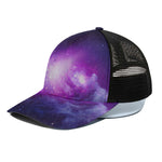 Purple Starfield Galaxy Space Print Black Mesh Trucker Cap