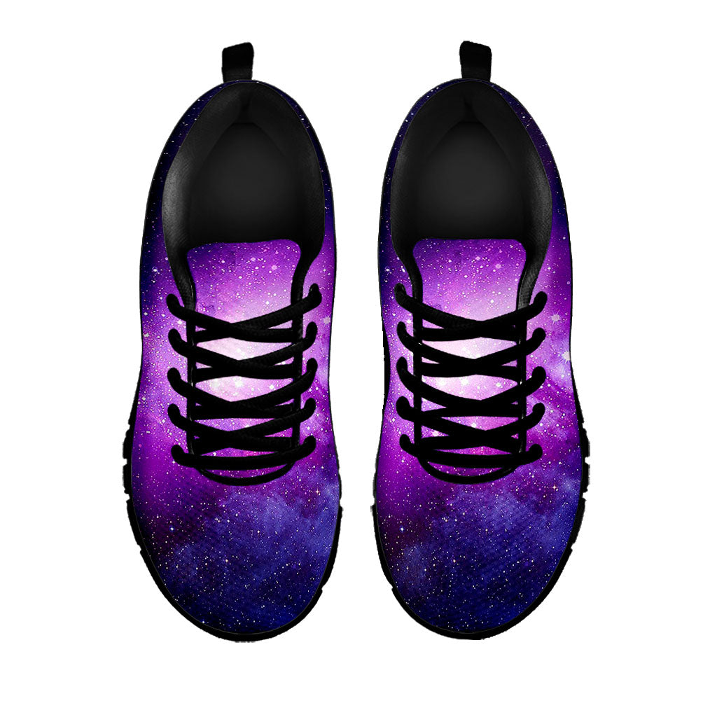 Purple Starfield Galaxy Space Print Black Running Shoes