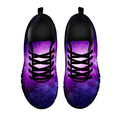 Purple Starfield Galaxy Space Print Black Running Shoes