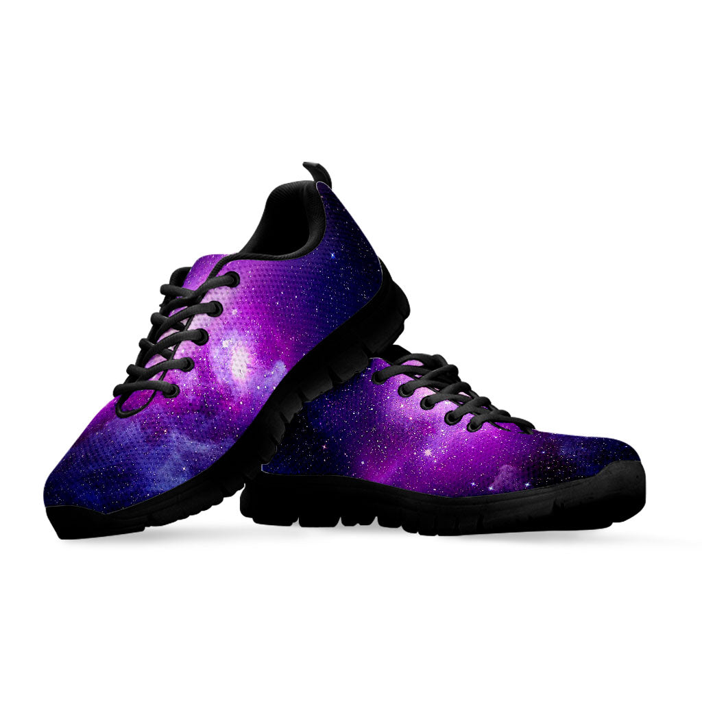 Purple Starfield Galaxy Space Print Black Running Shoes