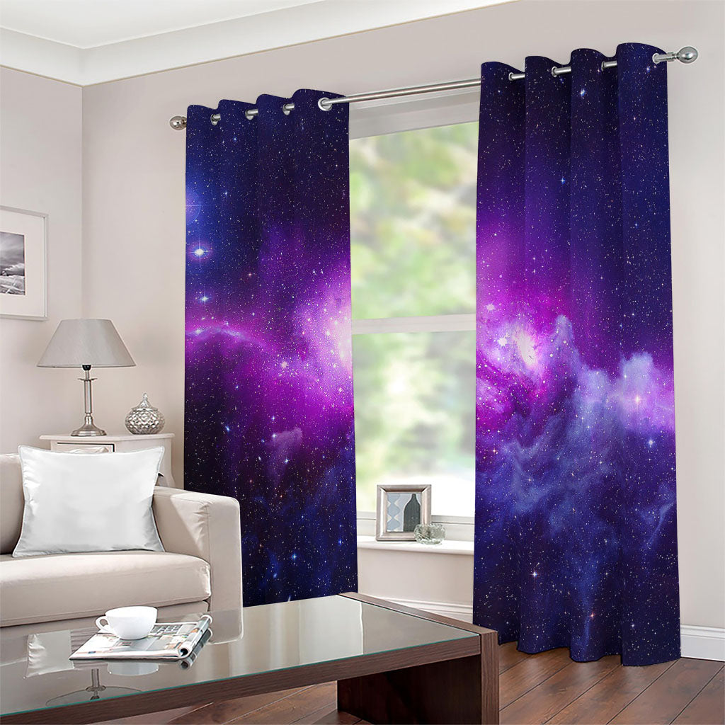 Purple Starfield Galaxy Space Print Blackout Grommet Curtains