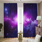 Purple Starfield Galaxy Space Print Blackout Pencil Pleat Curtains