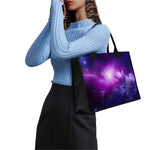 Purple Starfield Galaxy Space Print Canvas Tote Bag