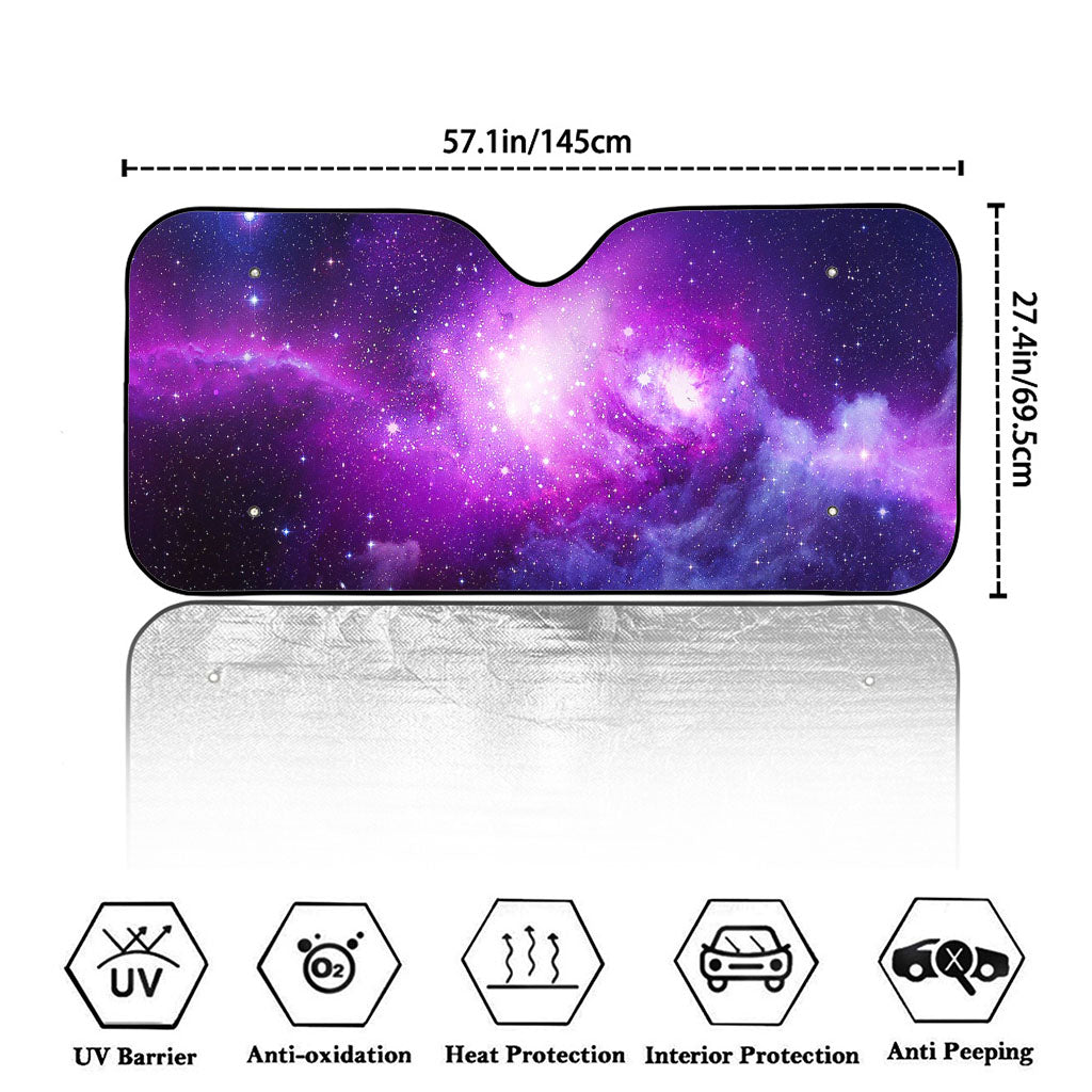 Purple Starfield Galaxy Space Print Car Windshield Sun Shade