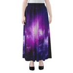Purple Starfield Galaxy Space Print Chiffon Maxi Skirt