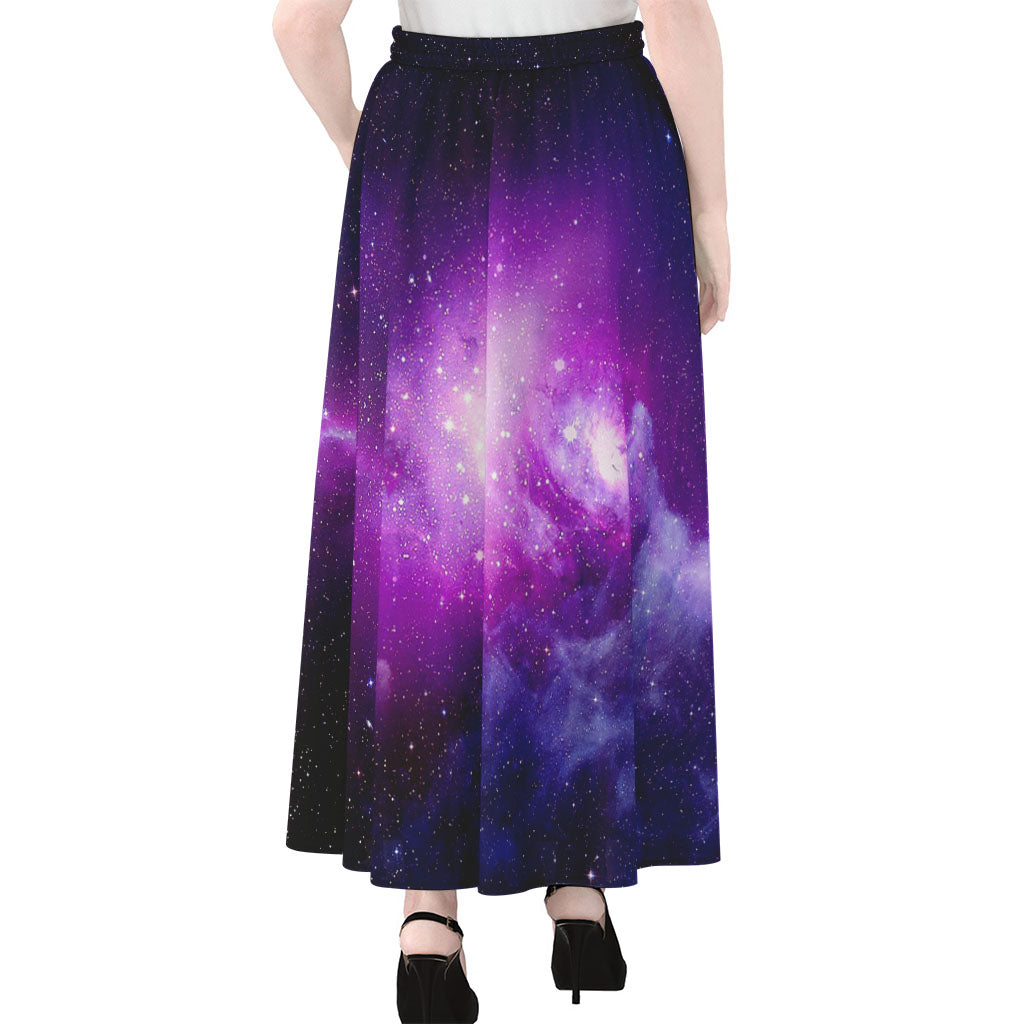 Purple Starfield Galaxy Space Print Chiffon Maxi Skirt