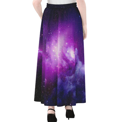 Purple Starfield Galaxy Space Print Chiffon Maxi Skirt
