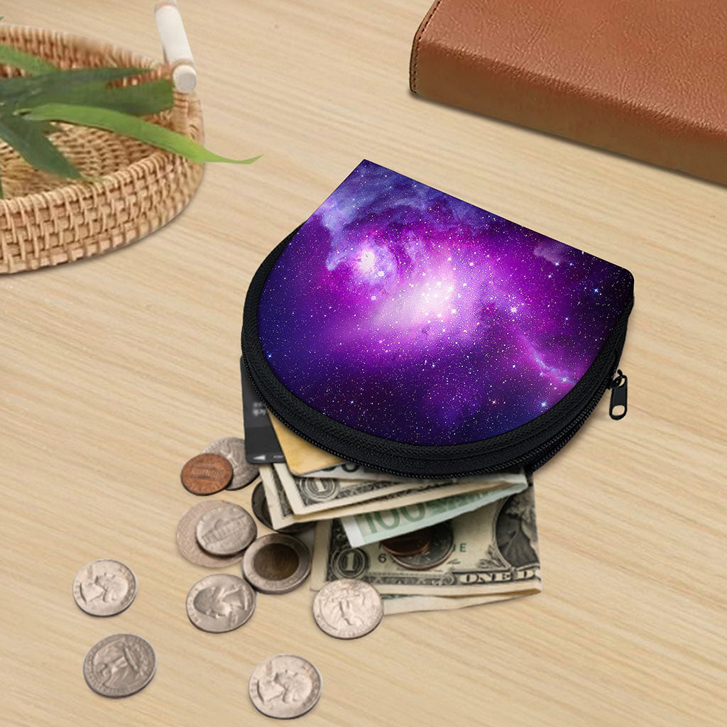 Purple Starfield Galaxy Space Print Coin Purse