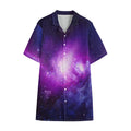 Purple Starfield Galaxy Space Print Cotton Hawaiian Shirt