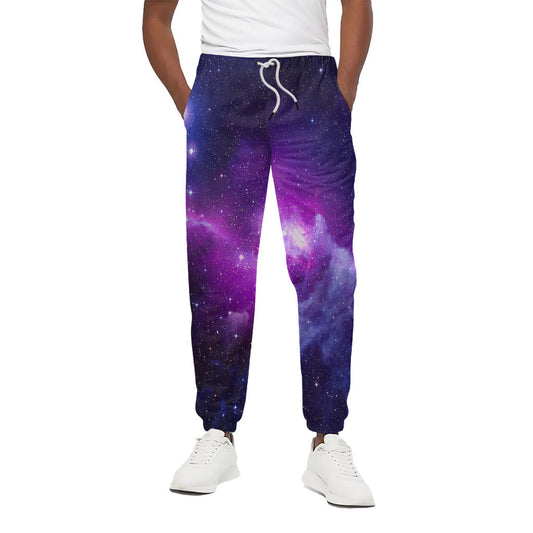 Purple Starfield Galaxy Space Print Cotton Pants