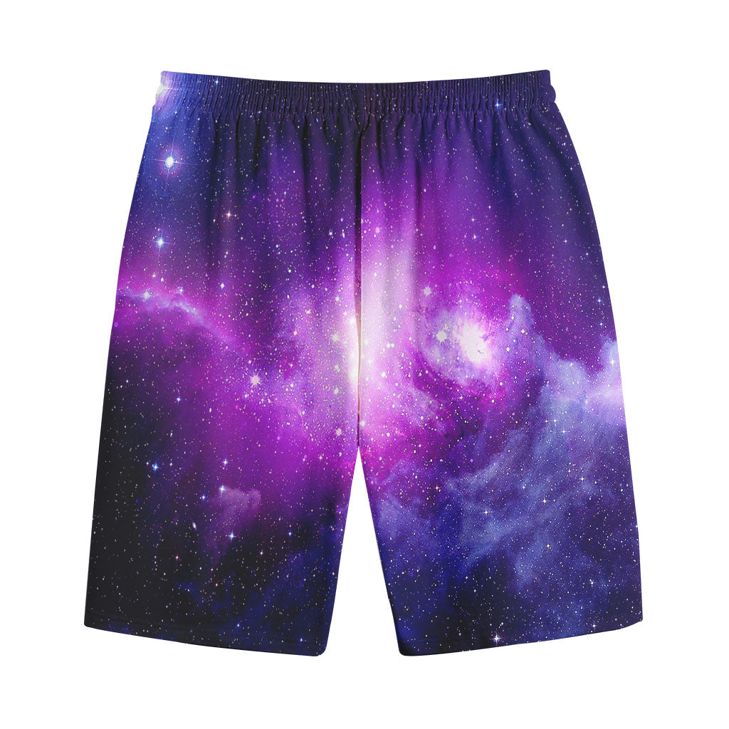 Purple Starfield Galaxy Space Print Cotton Shorts