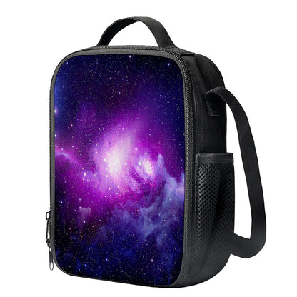 Purple Starfield Galaxy Space Print Crossbody Lunch Bag