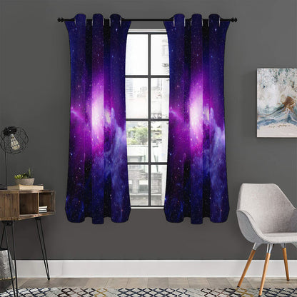 Purple Starfield Galaxy Space Print Curtain