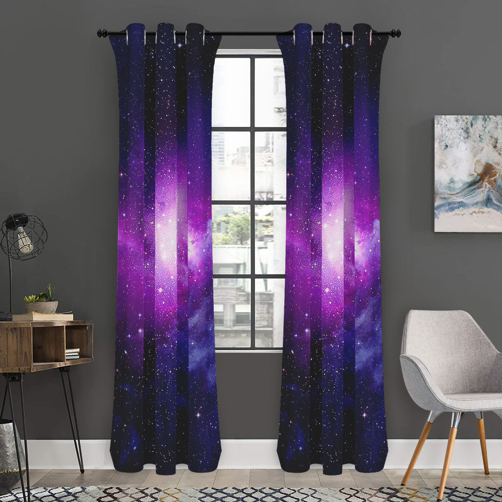 Purple Starfield Galaxy Space Print Curtain