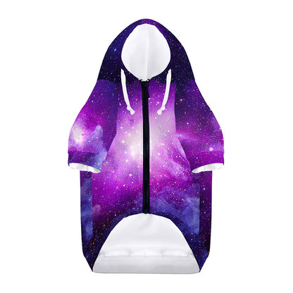 Purple Starfield Galaxy Space Print Dog Zip Up Hoodie