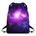 Purple Starfield Galaxy Space Print Drawstring Backpack