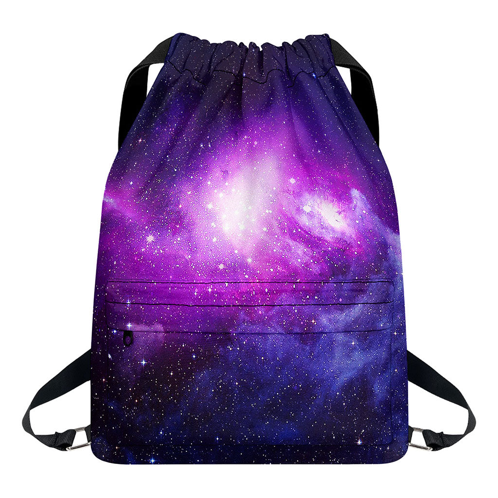 Purple Starfield Galaxy Space Print Drawstring Backpack