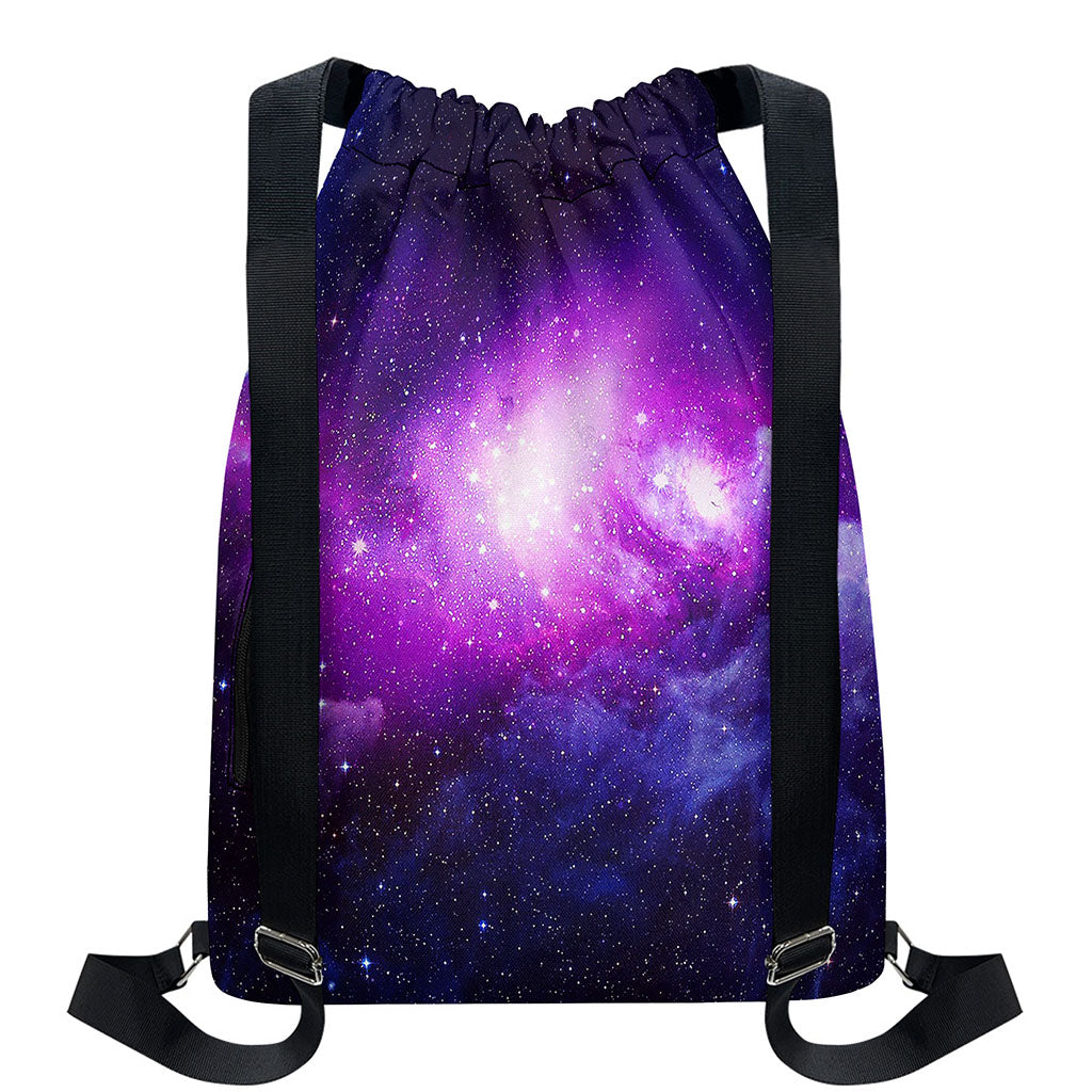 Purple Starfield Galaxy Space Print Drawstring Backpack