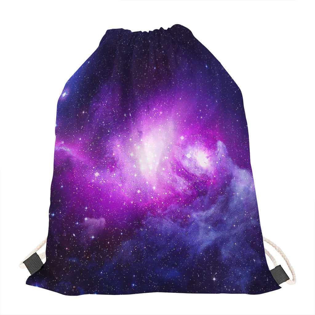 Purple Starfield Galaxy Space Print Drawstring Bag