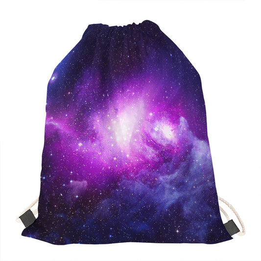 Purple Starfield Galaxy Space Print Drawstring Bag