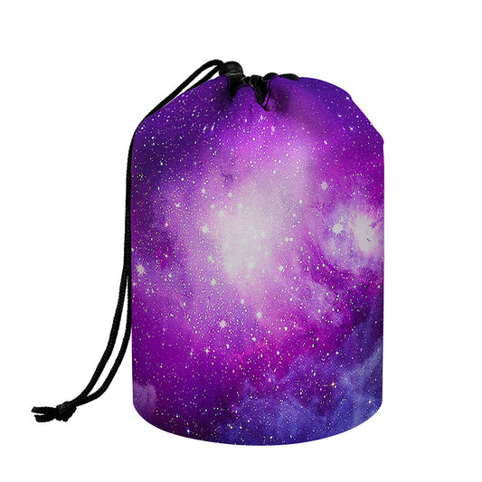 Purple Starfield Galaxy Space Print Drawstring Makeup Bag