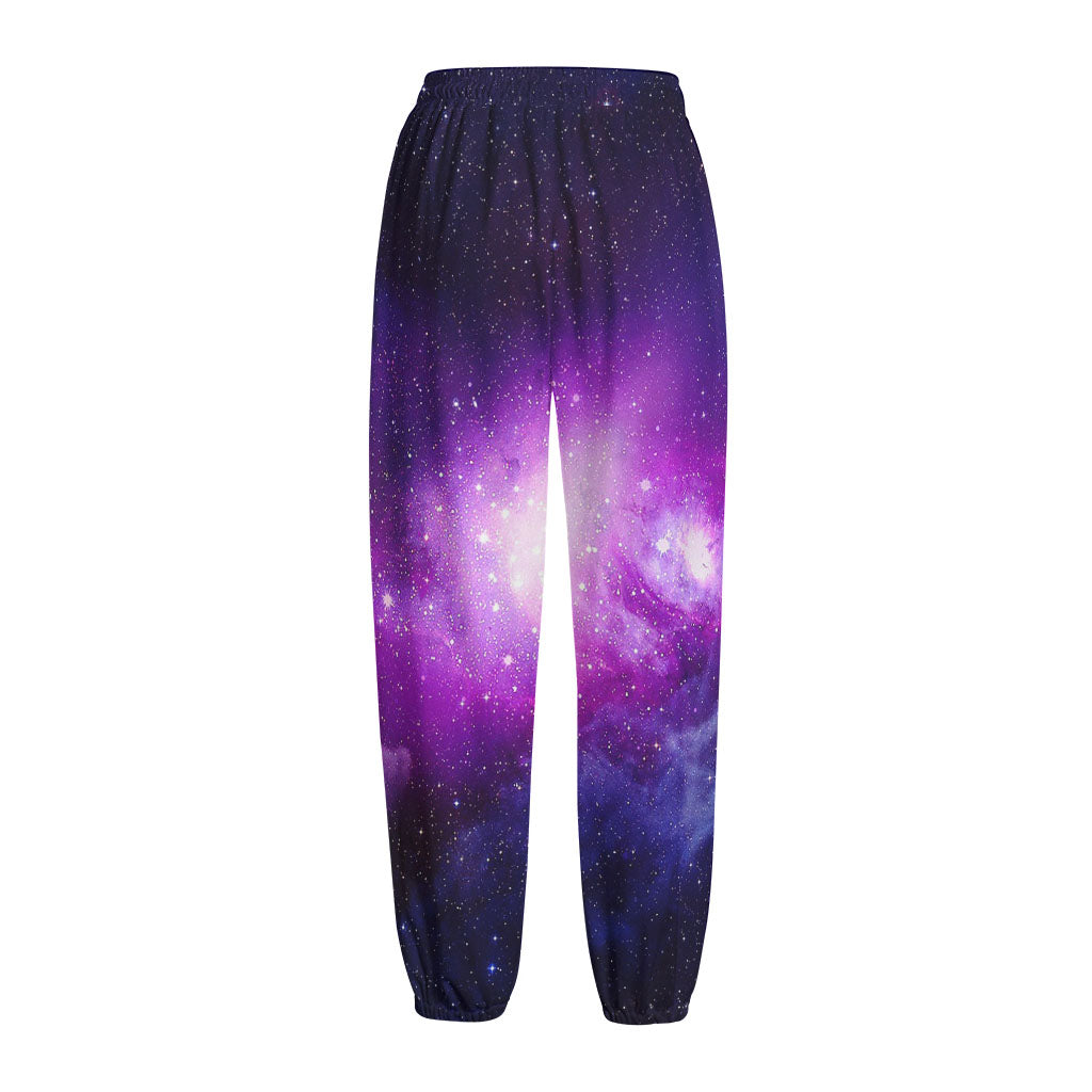 Purple Starfield Galaxy Space Print Fleece Lined Knit Pants