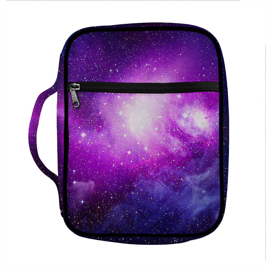 Purple Starfield Galaxy Space Print Front Pocket Bible Bag