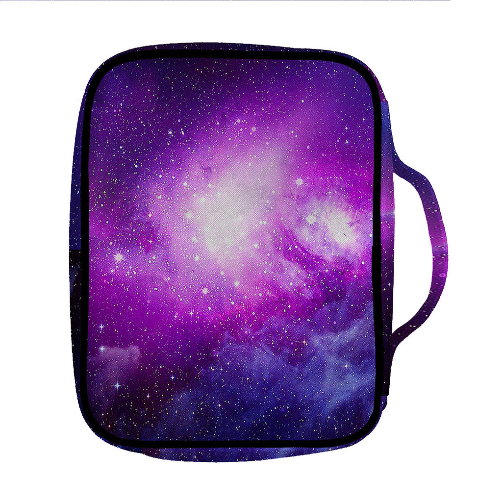 Purple Starfield Galaxy Space Print Front Pocket Bible Bag