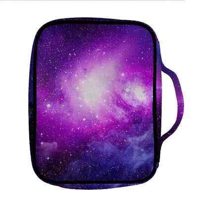 Purple Starfield Galaxy Space Print Front Pocket Bible Bag