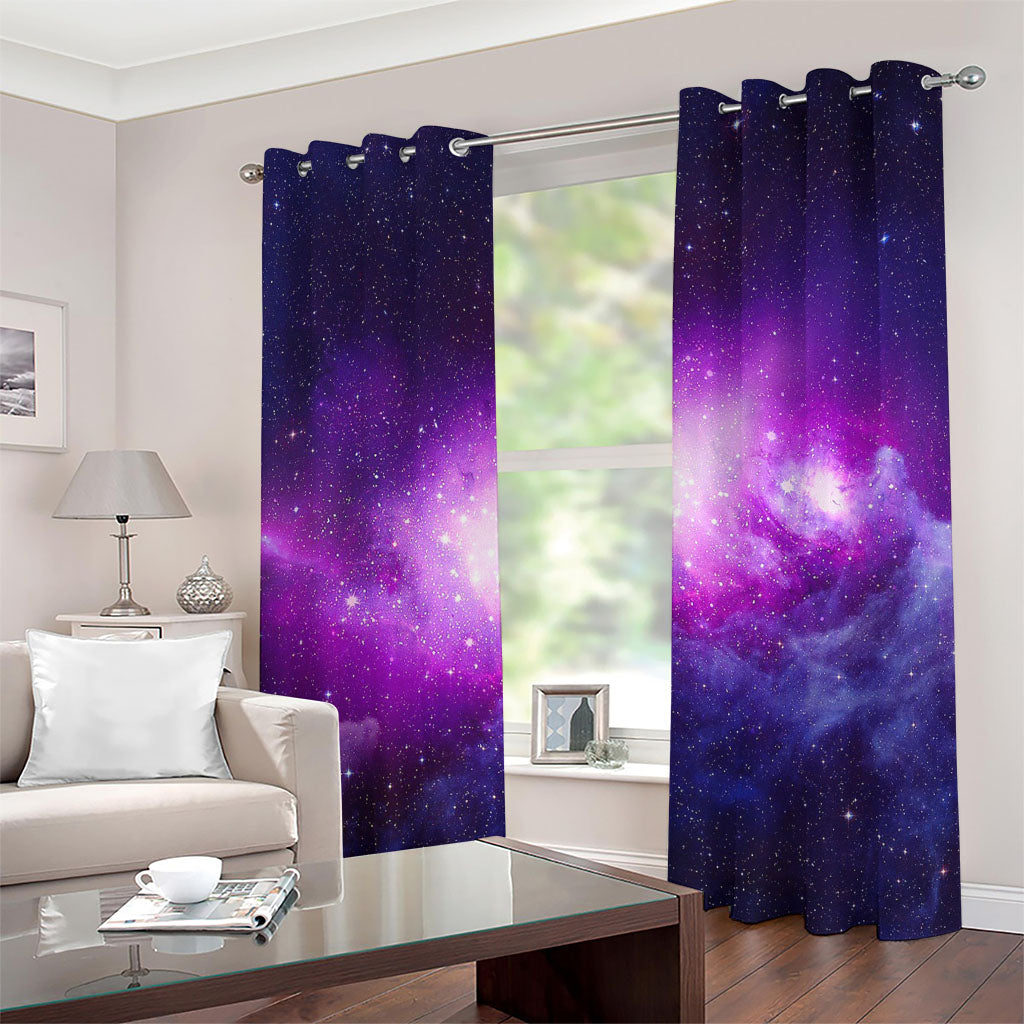 Purple Starfield Galaxy Space Print Grommet Curtains
