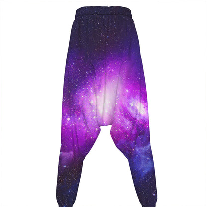 Purple Starfield Galaxy Space Print Hammer Pants