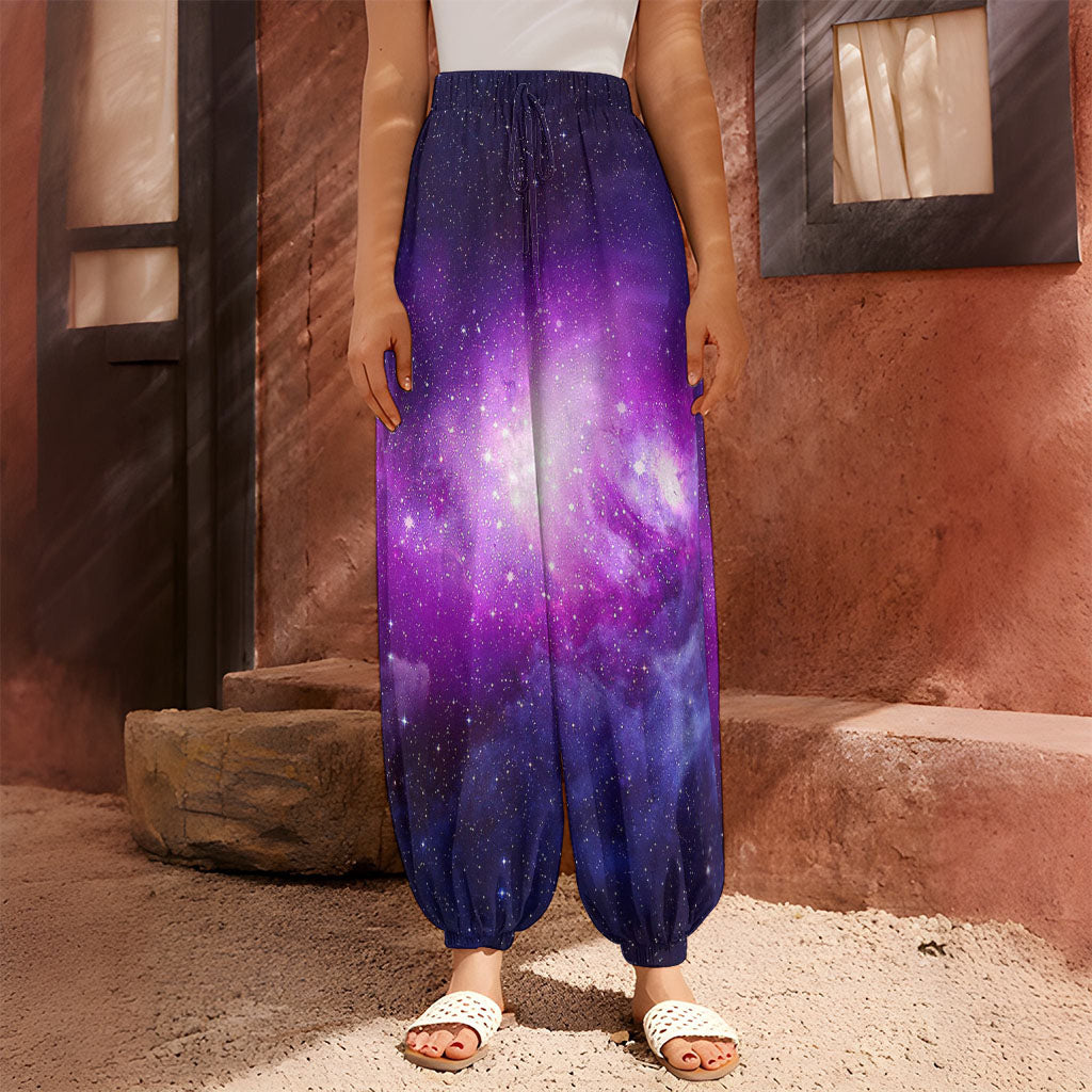 Purple Starfield Galaxy Space Print Harem Pants