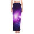 Purple Starfield Galaxy Space Print High Slit Maxi Skirt