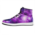 Purple Starfield Galaxy Space Print High Top Leather Sneakers