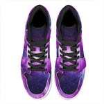 Purple Starfield Galaxy Space Print High Top Leather Sneakers