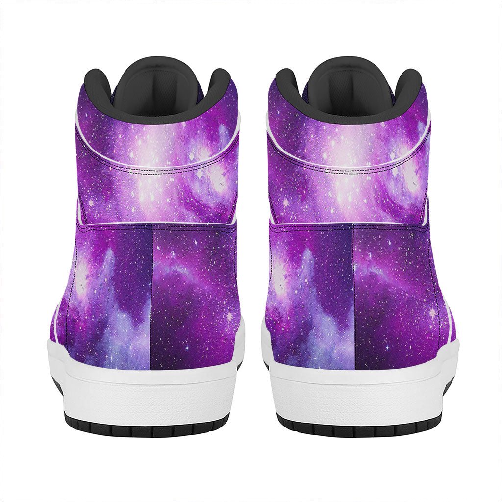 Purple Starfield Galaxy Space Print High Top Leather Sneakers