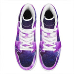 Purple Starfield Galaxy Space Print High Top Leather Sneakers