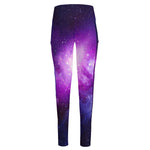 Purple Starfield Galaxy Space Print High-Waisted Pocket Leggings