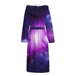 Purple Starfield Galaxy Space Print Hooded Bathrobe